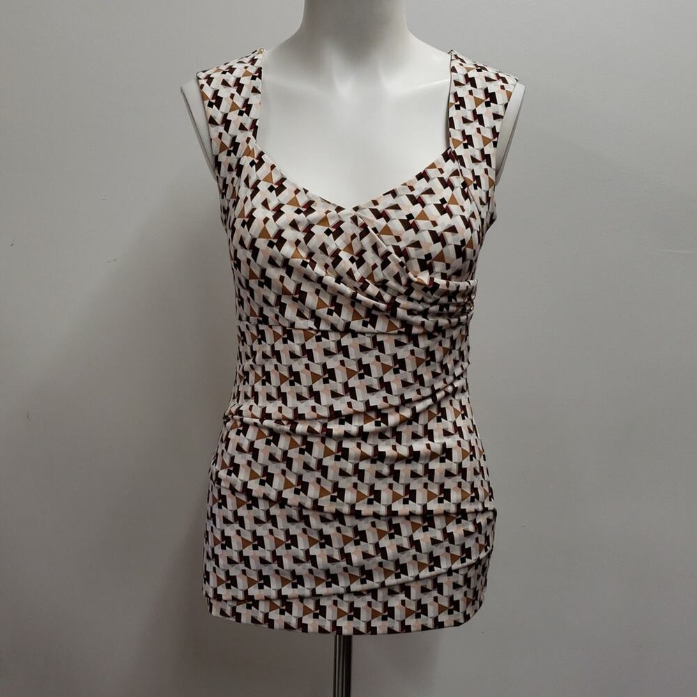 White House Black Market Sleeveless Geometric Print Top Women's Small Careerwear
